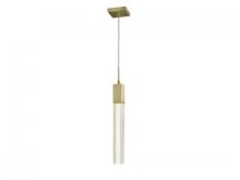  HF1901-1-GL-BB-C - The Original Glacier Avenue Collection Brushed Brass Single Pendant with Clear Crystal