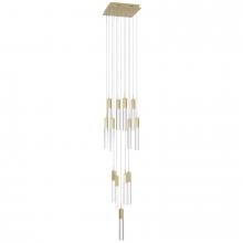  HF1905-13-GL-BB-C - The Original Glacier Avenue Collection Brushed Brass 13 Light Pendant Fixture with Clear Crystal