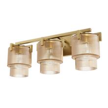 Hunter 13156 - Hunter Ontario Luxe Gold with Amber Glass 3 Light Bathroom Vanity Wall Light Fixture