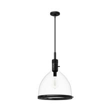  48051 - Hunter Van Nuys Matte Black with Clear Glass 1 Light Pendant Ceiling Light Fixture