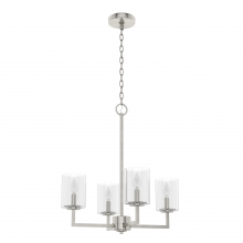  19537 - Hunter Kerrison Brushed Nickel with Seeded Glass 4 Light Chandelier Ceiling Light Fixture