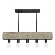  13054 - Hunter Donelson Rustic Iron and Barnwood 5 Light Small Chandelier Ceiling Light Fixture