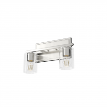  48027 - Hunter Kerrison Brushed Nickel with Seeded Glass 2 Light Bathroom Vanity Wall Light Fixture