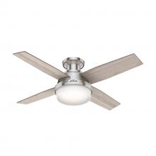 Hunter 50282 - Hunter 44 inch Dempsey Brushed Nickel Low Profile Ceiling Fan with LED LT Kit and Handheld Remote