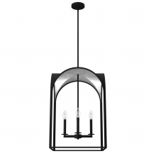  19734 - Hunter Dukestown Natural Black Iron and Silver Leaf 4 Light Pendant Ceiling Light Fixture