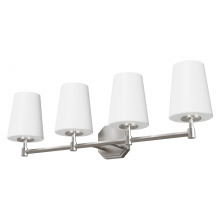  19883 - Hunter Nolita Brushed Nickel with Cased White Glass 4 Light Bathroom Vanity Wall Light Fixture