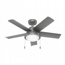 Hunter 51440 - Hunter 44 inch Seawall Matte Silver WeatherMax Indoor / Outdoor Ceiling Fan with LED Light Kit