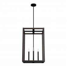  19677 - Hunter Squire Manor Matte Black and Dark Ash 4 Light Pendant Ceiling Light Fixture