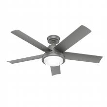  52416 - Hunter 52 inch Seawall Matte Silver WeatherMax Indoor / Outdoor Ceiling Fan with LED Light Kit