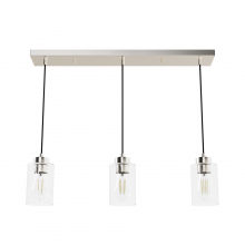  13068 - Hunter Hartland Brushed Nickel with Seeded Glass 3 Light Pendant Cluster Ceiling Light Fixture