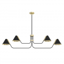  19206 - Hunter Grove Isle Matte Black and Modern Brass 4 Light Chandelier Ceiling Light Fixture