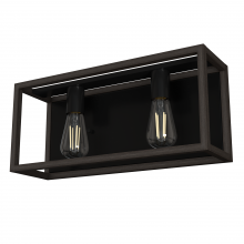  19671 - Hunter Squire Manor Matte Black and Dark Ash 2 Light Bathroom Vanity Wall Light Fixture