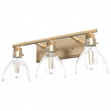  48035 - Hunter Van Nuys Alturas Gold with Clear Glass 3 Light Bathroom Vanity Wall Light Fixture