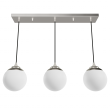  19799 - Hunter Hepburn Brushed Nickel with Cased White Glass 3 Light Pendant Cluster Ceiling Light Fixture