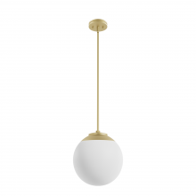  19847 - Hunter Hepburn Modern Brass with Cased White Glass 1 Light Pendant Ceiling Light Fixture