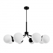  19870 - Hunter Hepburn Matte Black with Cased White Glass 8 Light Chandelier Ceiling Light Fixture