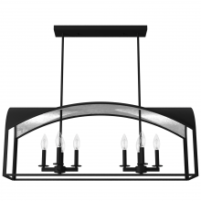  19732 - Hunter Dukestown Natural Black Iron and Silver Leaf 8 Light Chandelier Ceiling Light Fixture