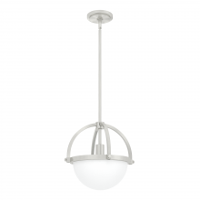  19233 - Hunter Wedgefield Brushed Nickel with Frosted Cased White Glass 1 Light Pendant Ceiling Light