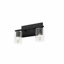  48028 - Hunter Kerrison Natural Black Iron with Seeded Glass 2 Light Bathroom Vanity Wall Light Fixture