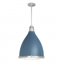  19217 - Hunter Bluff View Indigo Blue and Brushed Nickel with Clear Holophane Glass 3 Light Pendant Ceiling