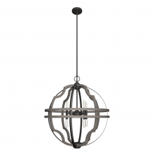  19226 - Hunter Stone Creek Noble Bronze and White Washed Oak 8 Light Pendant Ceiling Light Fixture