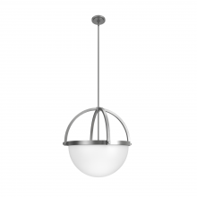  19237 - Hunter Wedgefield Brushed Nickel with Frosted Cased White Glass 4 Light Pendant Ceiling Light