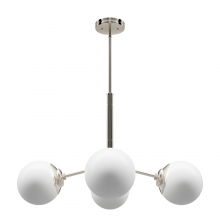  13208 - Hunter Hepburn Brushed Nickel with Cased White Glass 4 Light Chandelier Ceiling Light Fixture