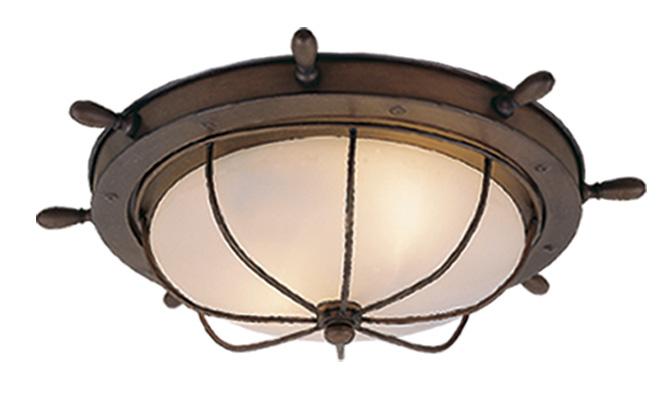 Nautical 15-in Outdoor Flush Mount Ceiling Light Antique Red Copper