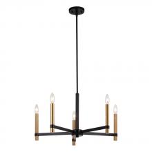  H0267 - Damen 25-in. 5 Light Chandelier Matte Black and Natural Brass