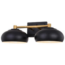  W0383 - Belmont 2 Light Vanity Matte Black and Satin Brass