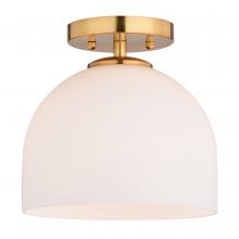  C0314 - Shelby 9.25-in. 1 Light Semi-Flush Mount Natural Brass