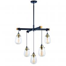  H0184 - Kassidy 5L Adjustable Chandelier Black and Natural Brass