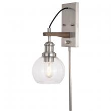  W0373 - Avondale Wall Light Satin Nickel and Dark Sycamore