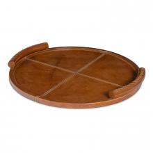  20-1610TAN - Regina Andrew Forte Leather Tray Round (Cognac)