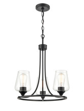  9723-MB - Ashford 3-Light Chandelier Ceiling Light Matte Black