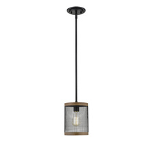  3521-MB/WG - Mesa 1-Light Mini-Pendant light Matte Black/Wood Grain