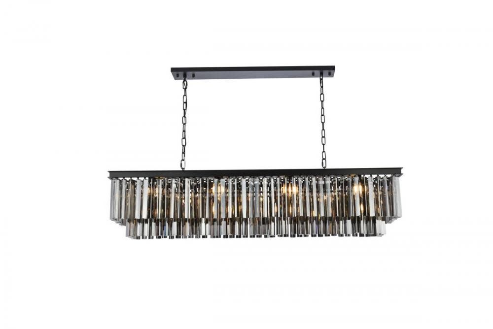 Sydney 12 Light Matte Black Chandelier Silver Shade (Grey) Royal Cut Crystal