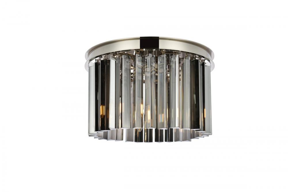 Sydney 3 Light Polished Nickel Flush Mount Silver Shade (Grey) Royal Cut Crystal