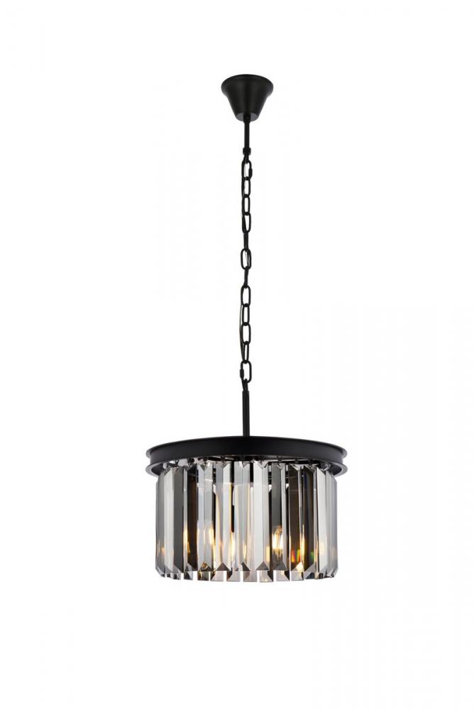 Sydney 3 Light Matte Black Pendant Silver Shade (Grey) Royal Cut Crystal