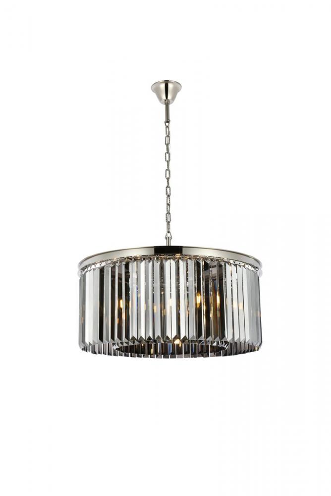 Sydney 8 Light Polished Nickel Chandelier Silver Shade (Grey) Royal Cut Crystal