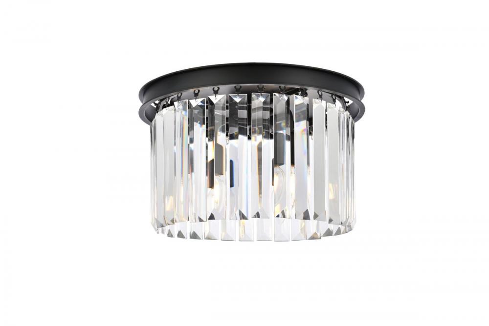 Sydney 3 Light Matte Black Flush Mount Clear Royal Cut Crystal