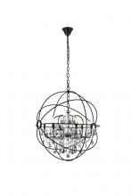  1130D32DB-SS/RC - Geneva 6 Light Dark Bronze Chandelier Silver Shade (Grey) Royal Cut Crystal