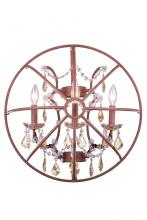  1130W21RI-GT/RC - Geneva 3 Light Rustic Intent Wall Sconce Golden Teak (Smoky) Royal Cut Crystal