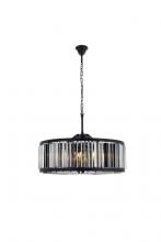  1203D35MB-SS/RC - Chelsea 10 Light Matte Black Chandelier Silver Shade (Grey) Royal Cut Crystal