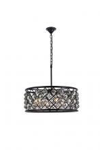  1214D25MB-SS/RC - Madison 6 Light Matte Black Chandelier Silver Shade (Grey) Royal Cut Crystal