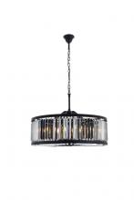  1233D35MB-SS/RC - Chelsea 10 Light Matte Black Chandelier Silver Shade (Grey) Royal Cut Crystal