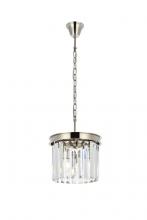 Elegant 1238D12PN/RC - Sydney 3 Light Polished Nickel Pendant Clear Royal Cut Crystal