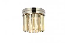 Elegant 1238F12PN-GT/RC - Sydney 3 Light Polished Nickel Flush Mount Golden Teak (Smoky) Royal Cut Crystal