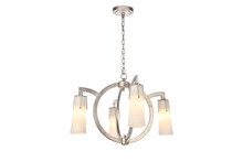  1542D28ASL - Harlow Nights 4 Light antique silver Leaf Chandelier