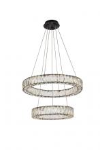 Elegant 3503G24BK - Monroe 24 Inch LED Double Ring Pendant in Black